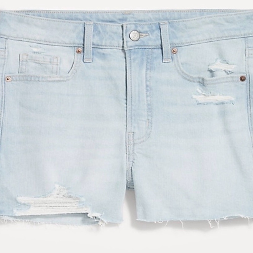 Old Navy Light Blue Distressed Jean Shorts. High Waisted. 3 inch inseam
